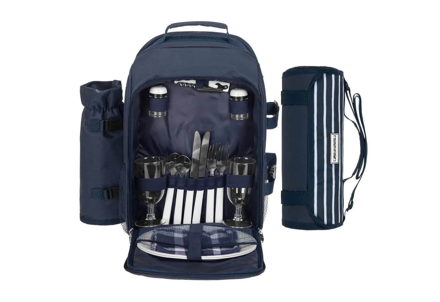 anndora Picknickkorb Picknickrucksack 15 teilig für 2 Personen mit isoliertem Hauptfach und Picknickdecke - Bild 2