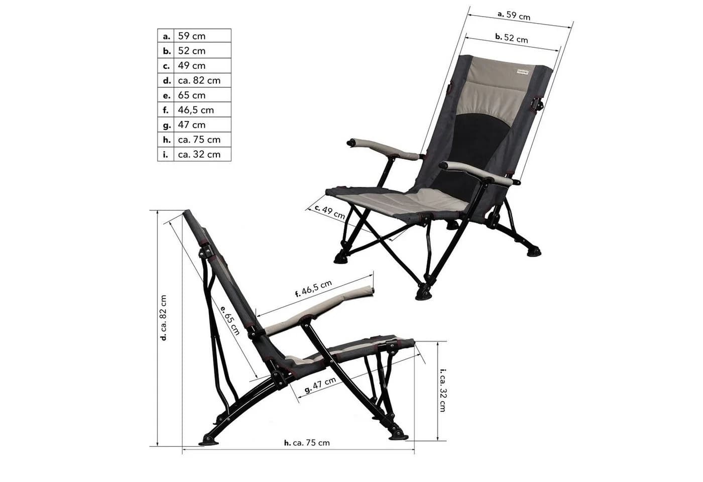 anndora Campingstuhl Angel- und Strandstuhl Grau Faltbar