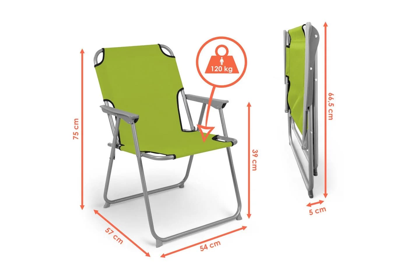 Spetebo Campingstuhl Oxford Klappbar Grün Metall