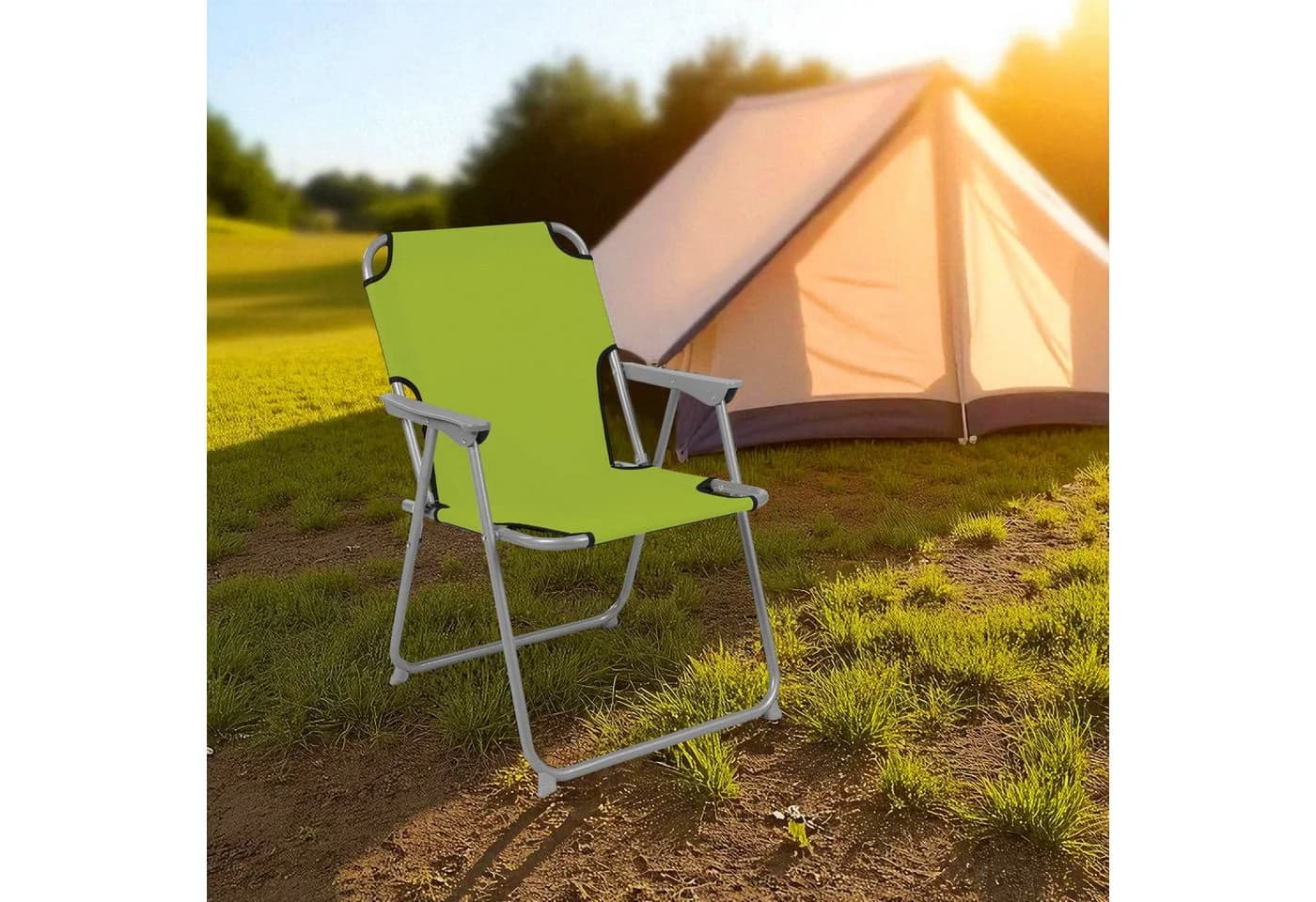Spetebo Campingstuhl Oxford Klappbar Grün Metall - Bild 5