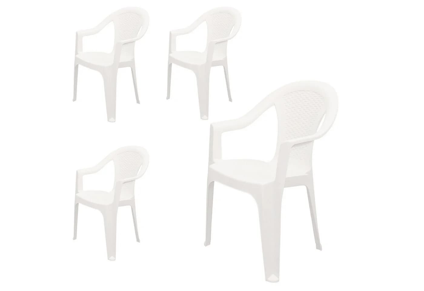 Spetebo 4er Set Gartenstuhl Weiß Kunststoff Rattan Optik - Bild 2