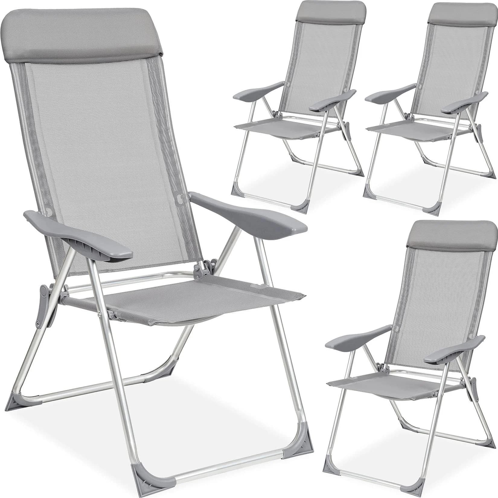 tectake 4er Set Aluminium Gartenstuhl Klappbar Verstellbare Rückenlehne