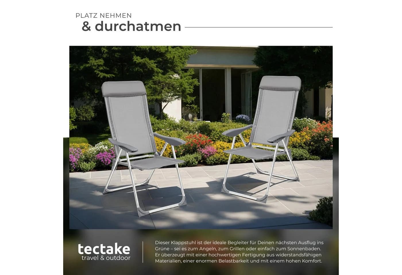 tectake 4er Set Aluminium Gartenstuhl Klappbar Verstellbare Rückenlehne - Bild 5