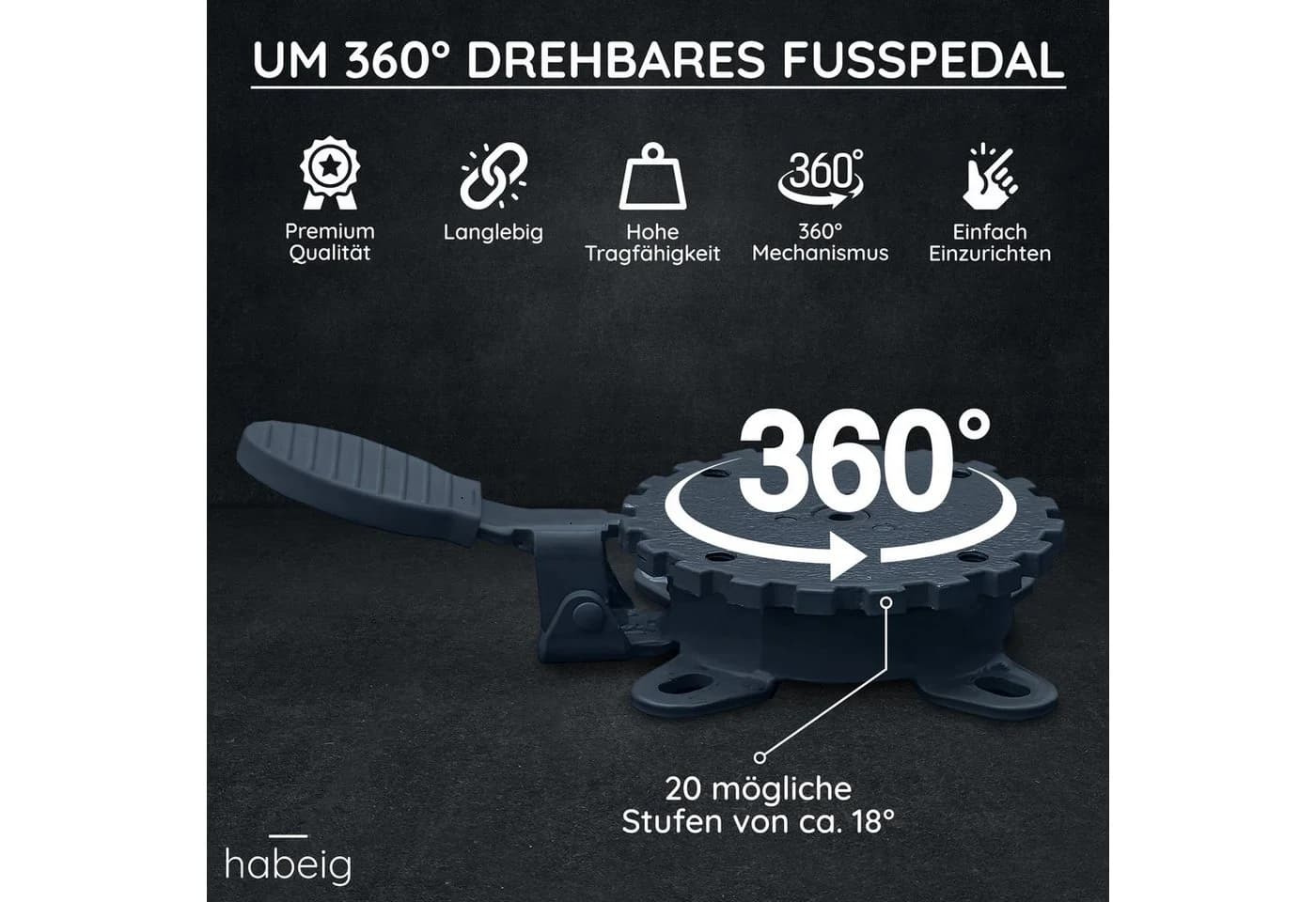 habeig Ampelschirm 360° Mechanismus Schwenkbar mit Fußpedal
