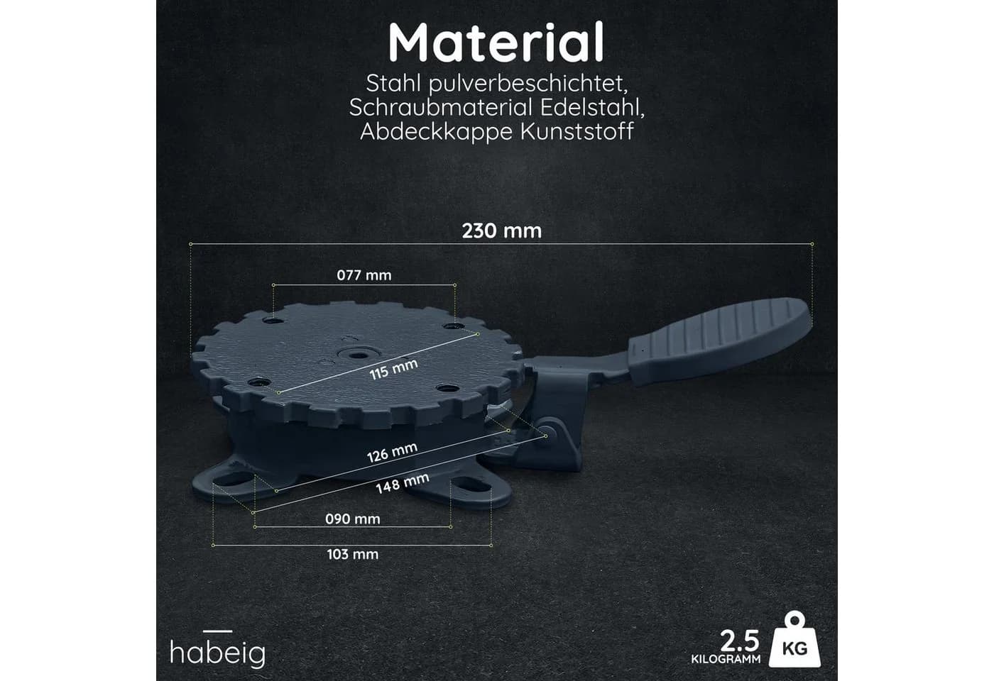 habeig Ampelschirm 360° Mechanismus Schwenkbar mit Fußpedal - Bild 3