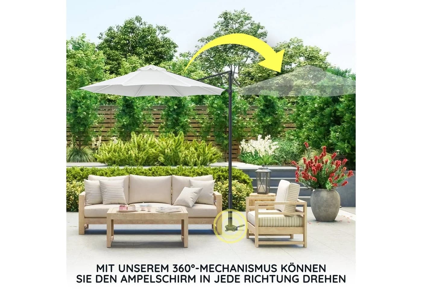 habeig Ampelschirm 360° Mechanismus Schwenkbar mit Fußpedal - Bild 4