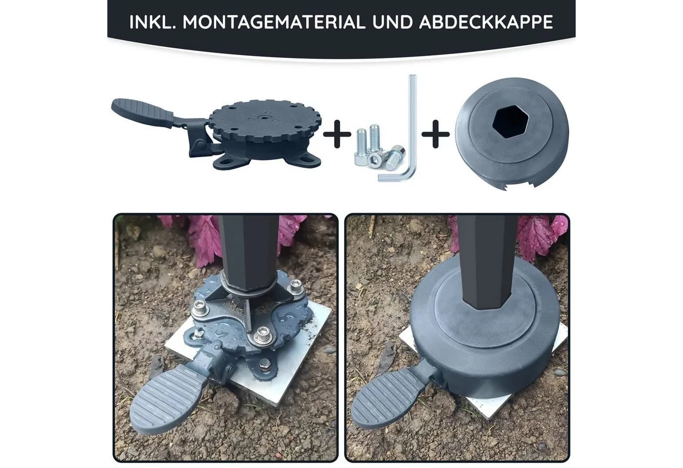 habeig Ampelschirm 360° Mechanismus Schwenkbar mit Fußpedal - Bild 5