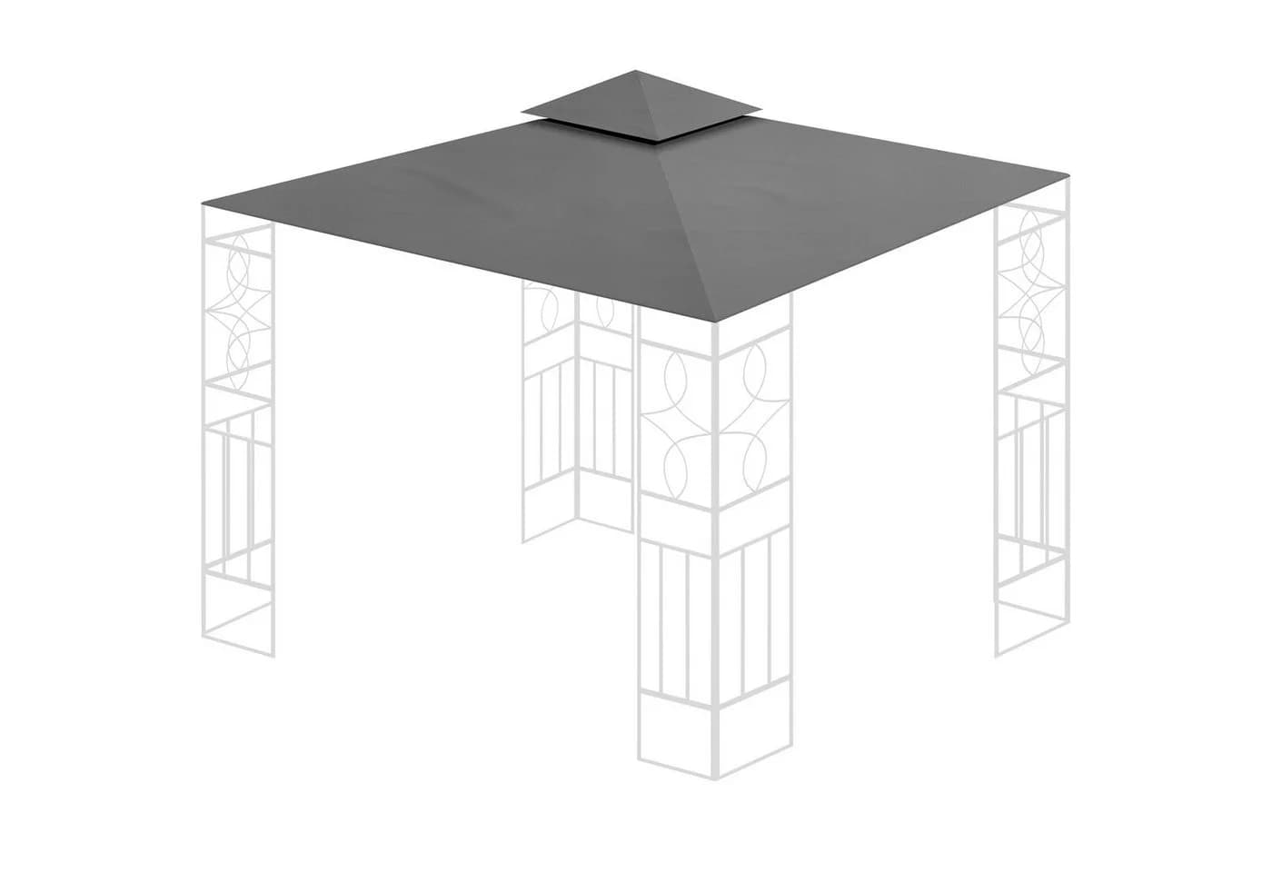 habeig Pavillon-Ersatzdach Anthrazit PVC Wasserdicht 300x300cm - Bild 2