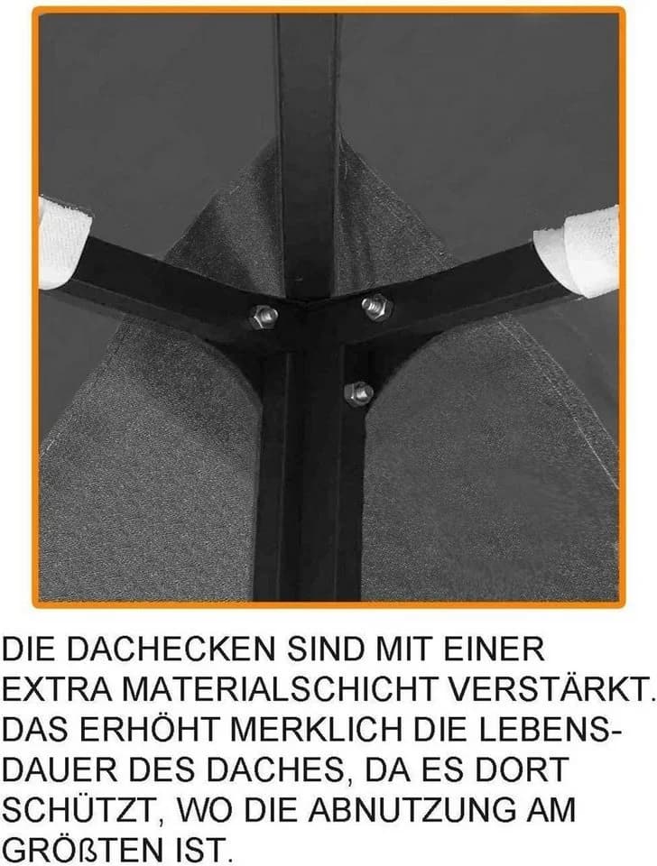 habeig Pavillon-Ersatzdach Anthrazit PVC-Beschichtung Wasserdicht - Bild 4