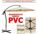 habeig Ampelschirm 3m Beige PVC Wasserdicht mit Kurbel Bild 2