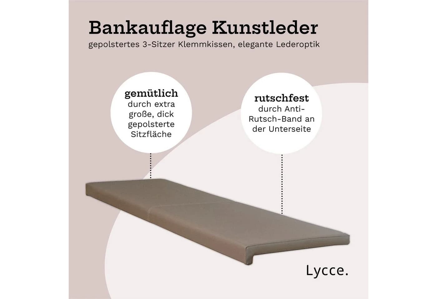 Lycce Bankauflage XXL Klemmkissen Kunstleder Sitzkissen für Sitzbank