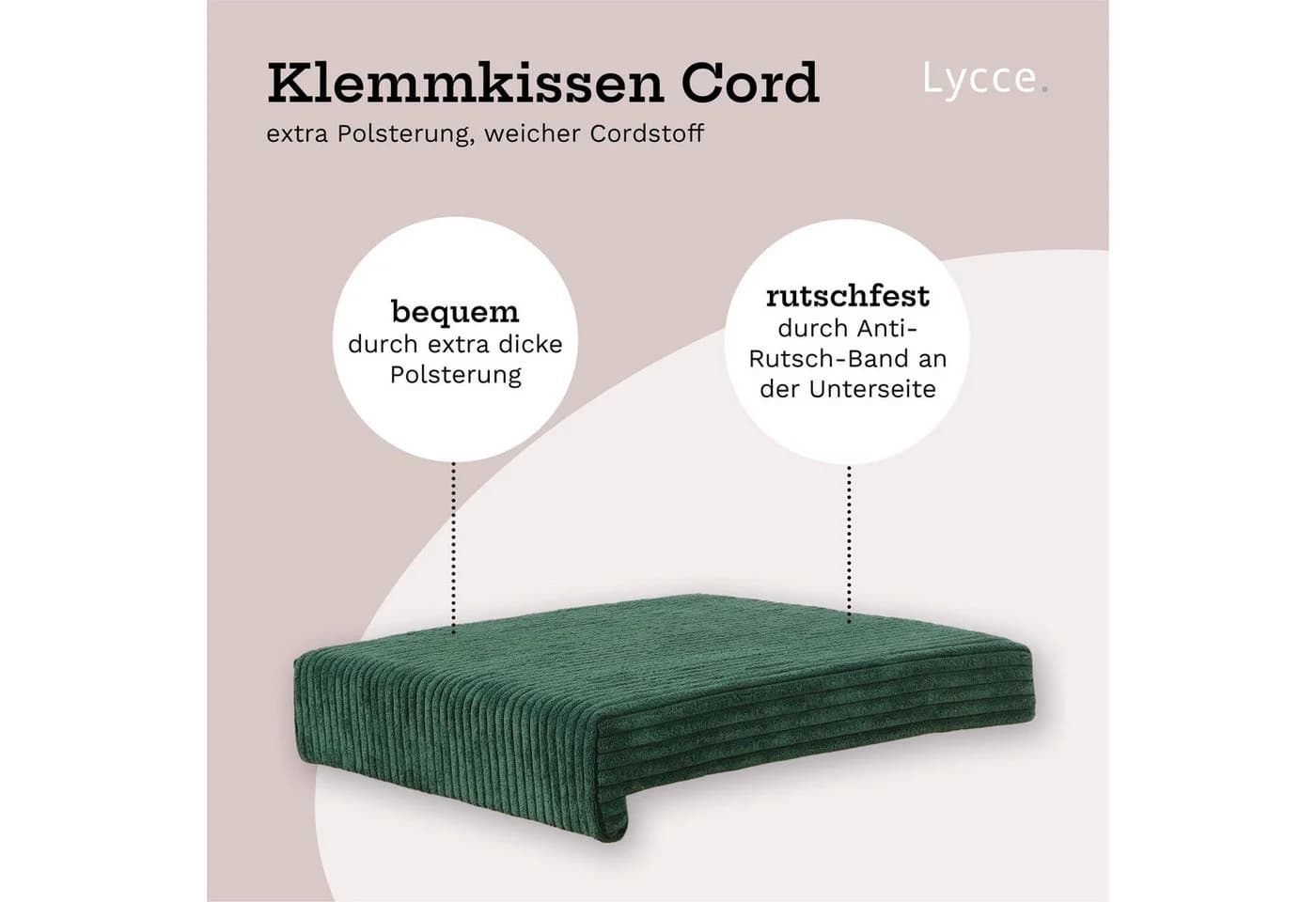 Lycce Klemmkissen Bankauflage Cordstoff 1 Leiste - Bild 3