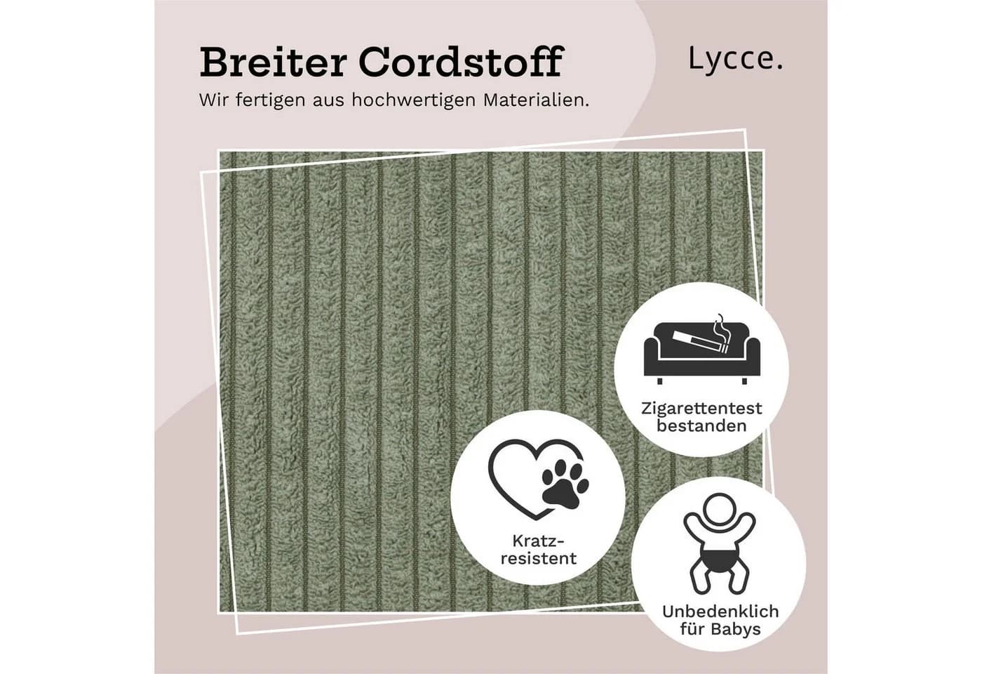 Lycce Bankauflage Klemmkissen 1 Leiste Cordstoff Grün - Bild 5