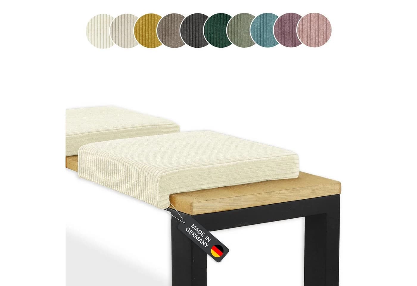 Lycce Bankauflage Klemmkissen 1 Leiste Cordstoff Beige - Bild 2