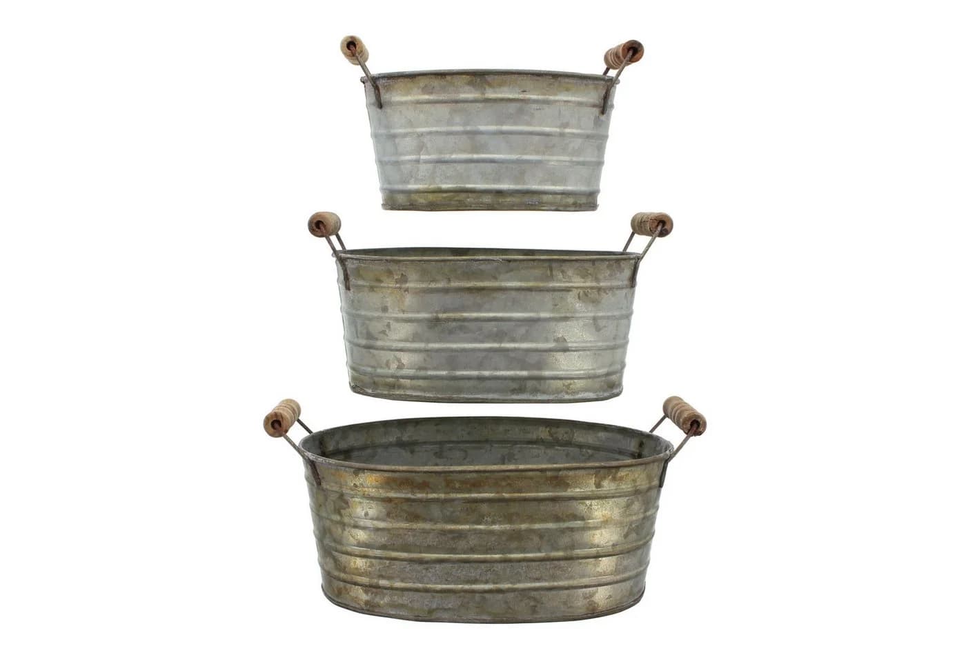 Dekoleidenschaft Pflanzkübel Metallwannen 3er Set Antik-Design - Bild 4