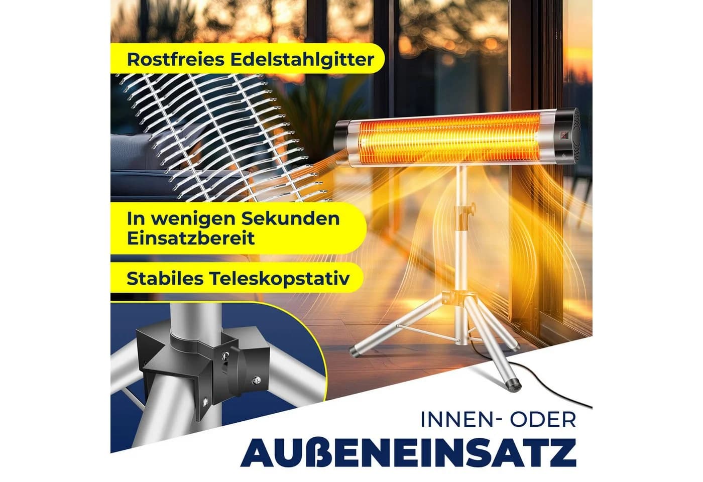 KESSER Infrarotstrahler 2500W mit Stativ und Fernbedienung - Bild 4