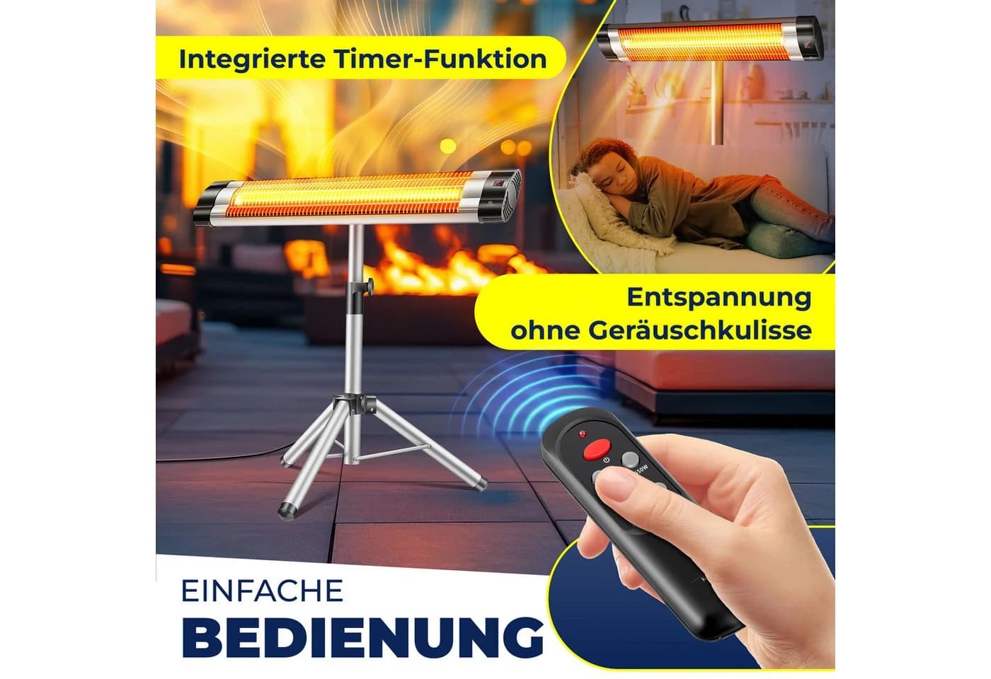 KESSER Infrarotstrahler 2500W mit Stativ und Fernbedienung - Bild 5