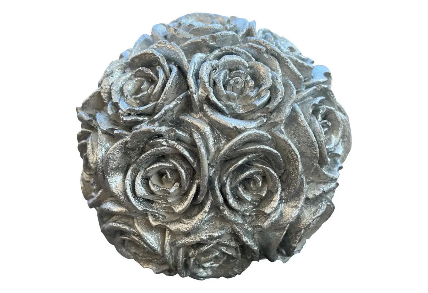 ZGM Beton Rosenkugel mit silberner Patina Gartenfigur - Bild 2