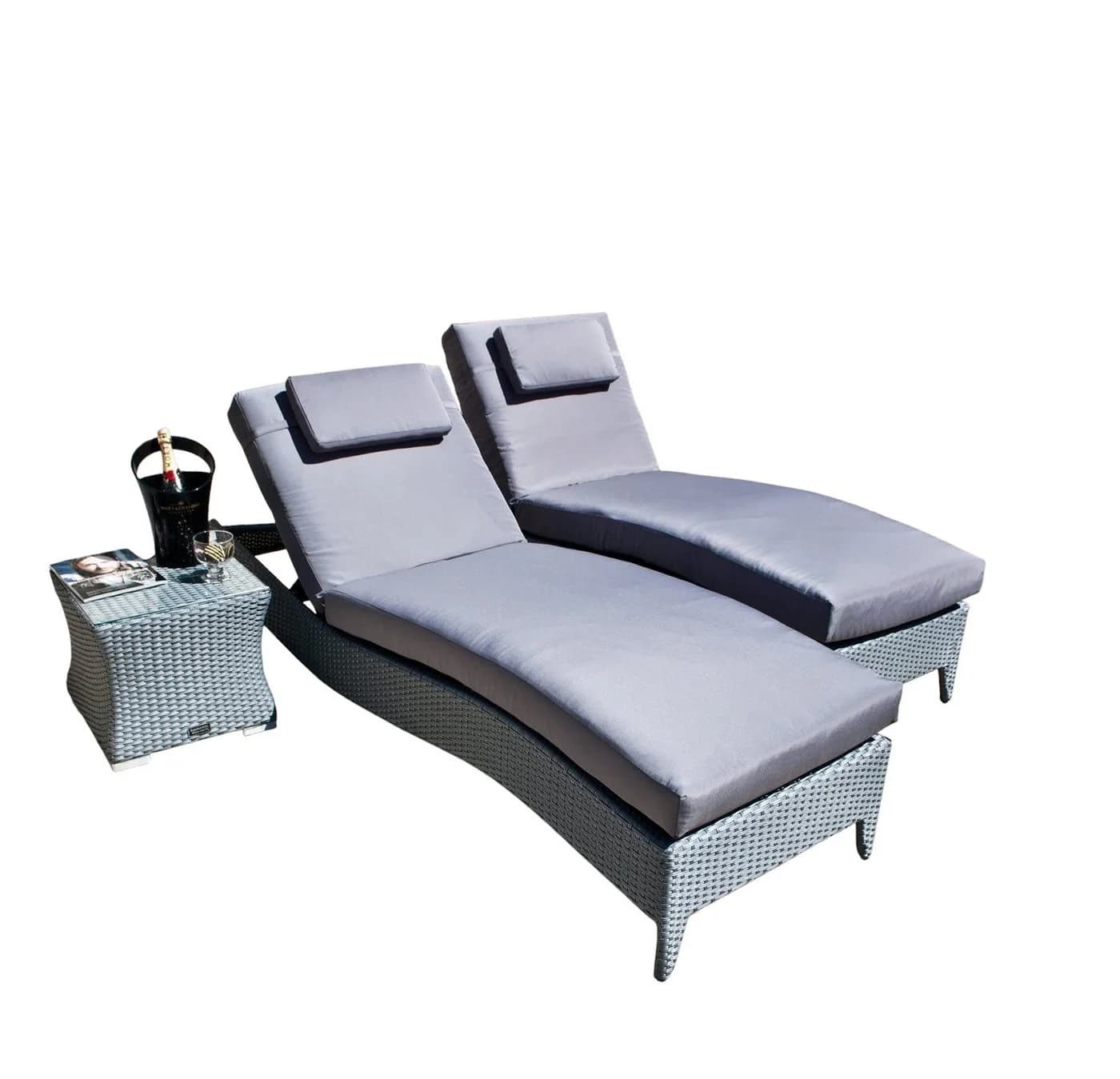 Ragnarök Möbel-Design Sonnenliegen Set 3-teilig Verstellbares Kopfteil - Bild 2