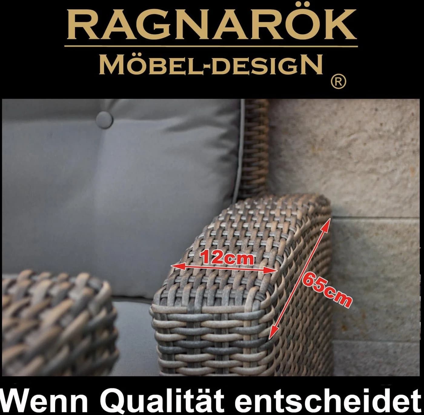Ragnarök Gartenlounge-Set Wieland L mit ESG-Glas und Polyrattan - Bild 5