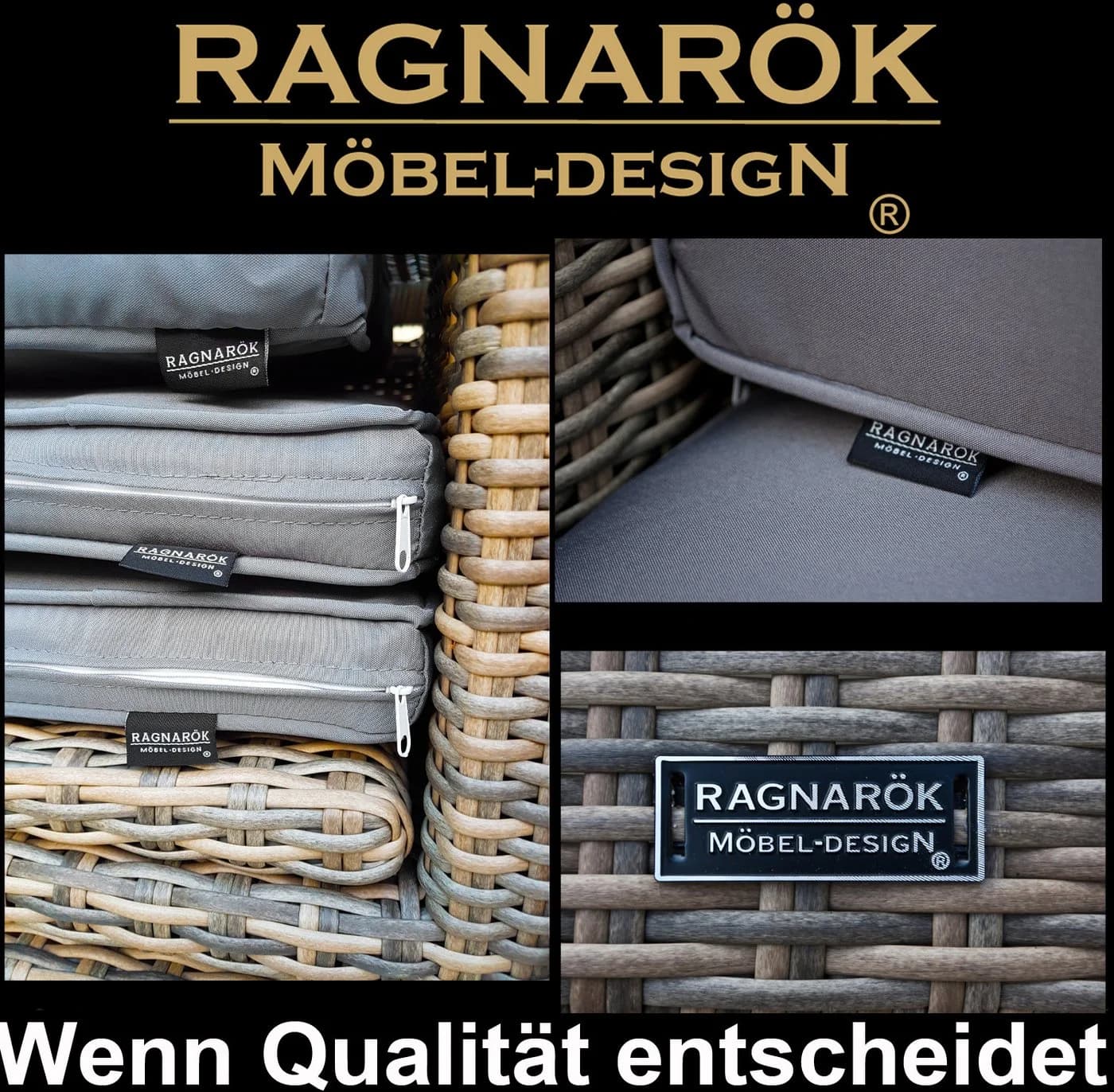 Ragnarök Möbel-Design Garten-Essgruppe Heimdall Esstisch Set 6+4 Polyrattan Alu Würfelsystem - Bild 3
