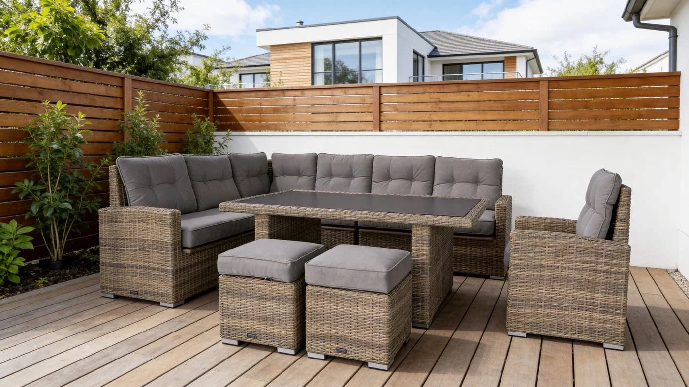 Ragnarök Möbel-Design Gartenlounge-Set DS13XL Schwarz/Grau Polyrattan
