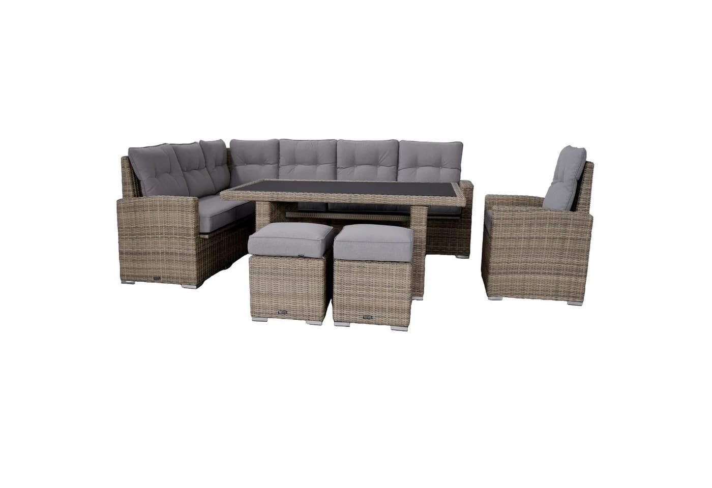 Ragnarök Möbel-Design Gartenlounge-Set DS13XL Schwarz/Grau Polyrattan - Bild 3