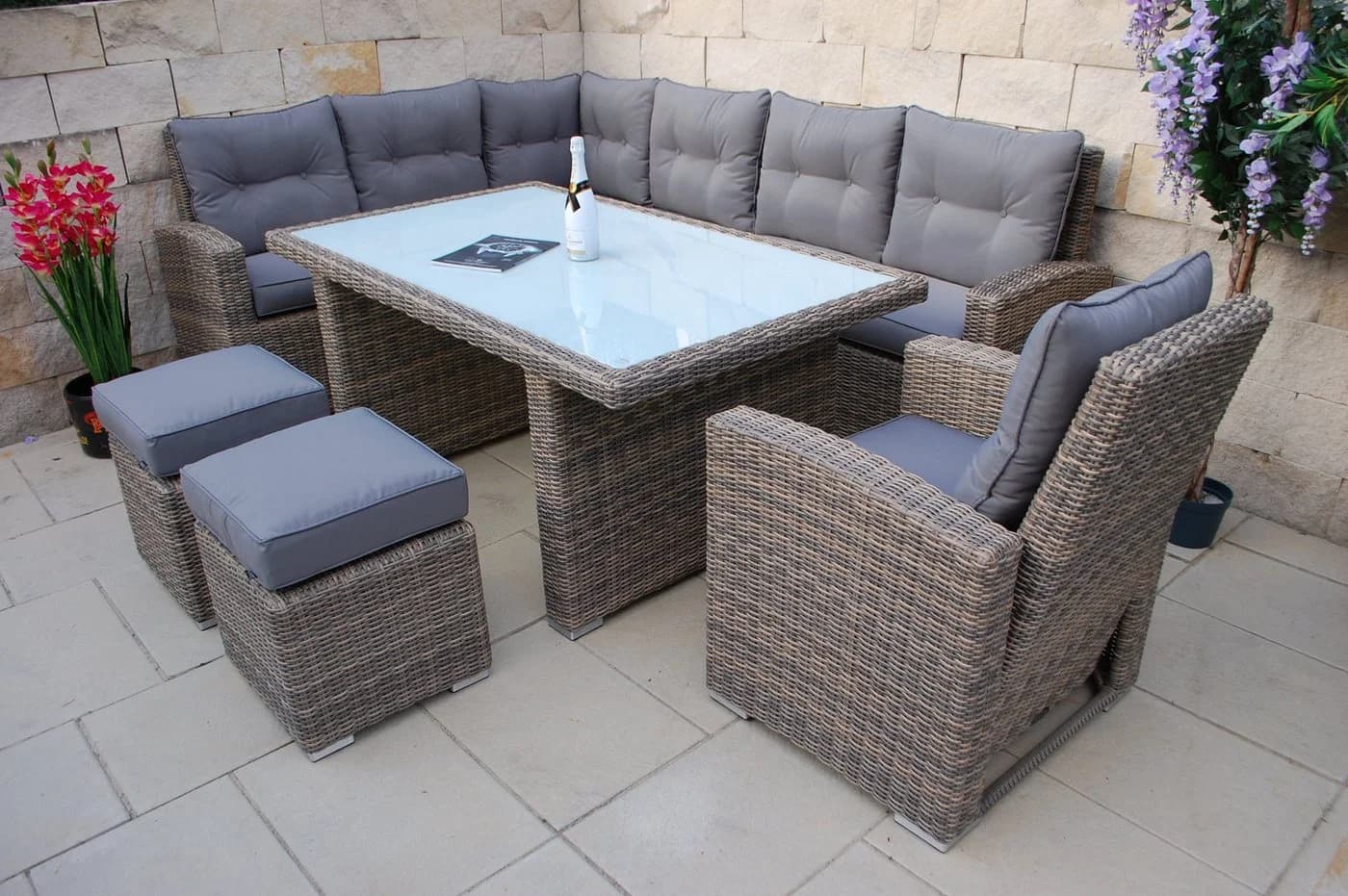 Ragnarök Gartenlounge-Set XXL Beige/Weiss Polyrattan - Bild 2