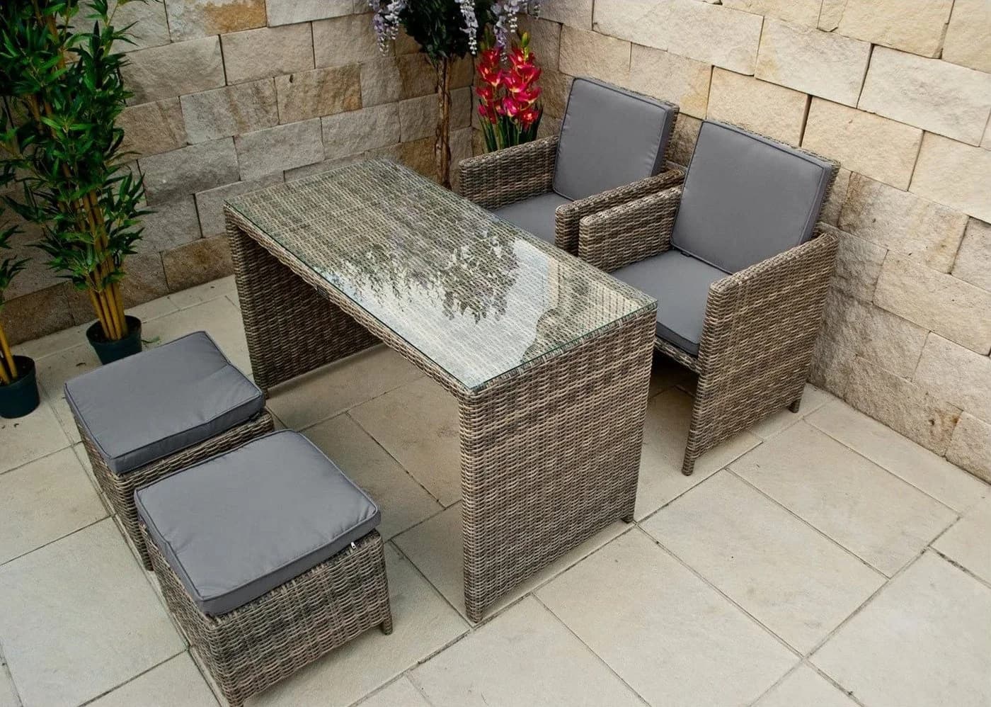 Ragnarök HEIMDALL Garten-Essgruppe 4-tlg. Beige Polyrattan Alu - Bild 2