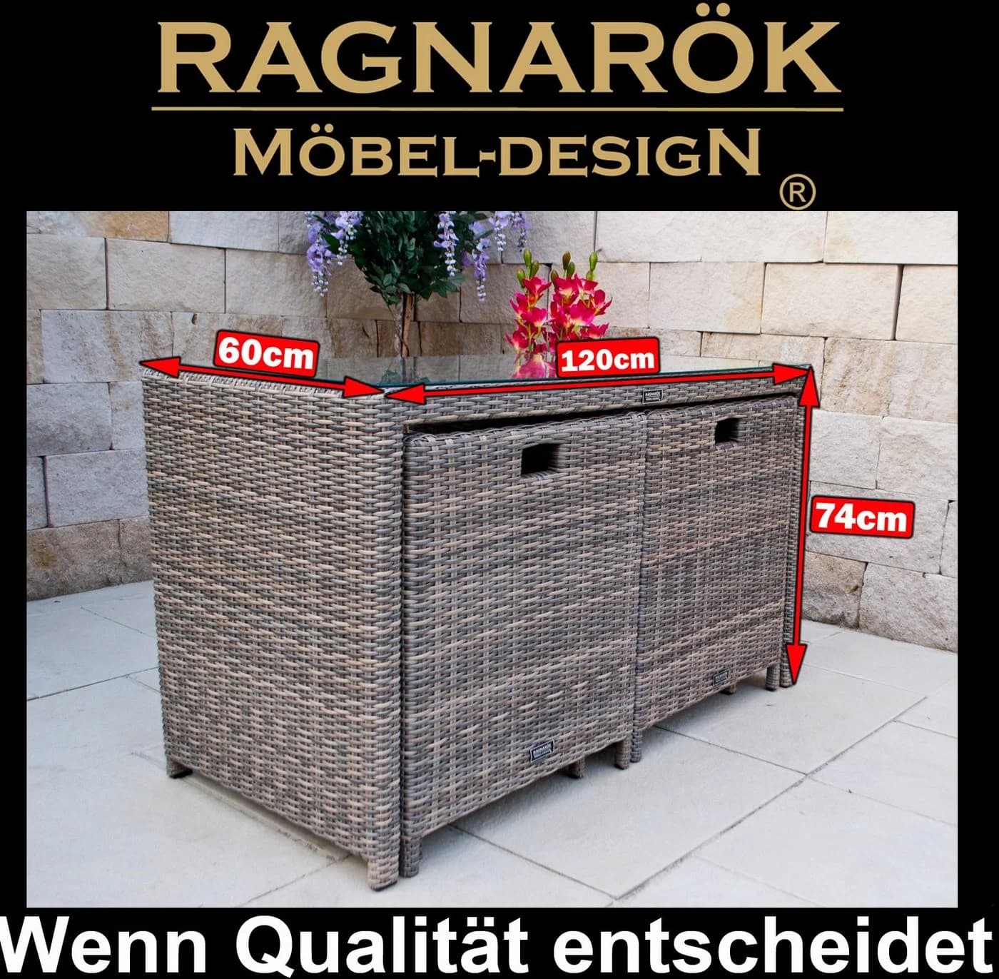 Ragnarök HEIMDALL Garten-Essgruppe 4-tlg. Beige Polyrattan Alu - Bild 3