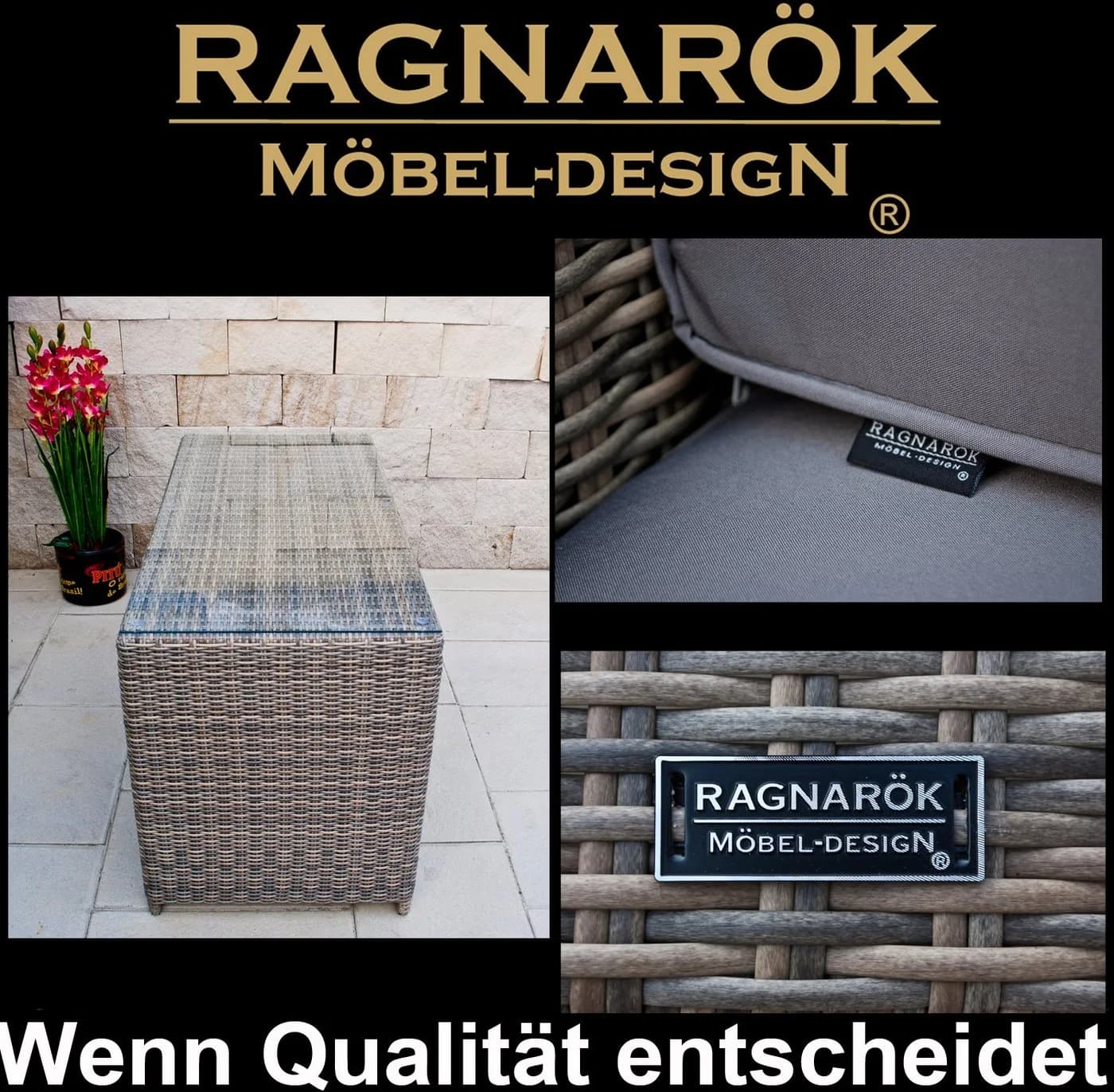 Ragnarök HEIMDALL Garten-Essgruppe 4-tlg. Beige Polyrattan Alu - Bild 5
