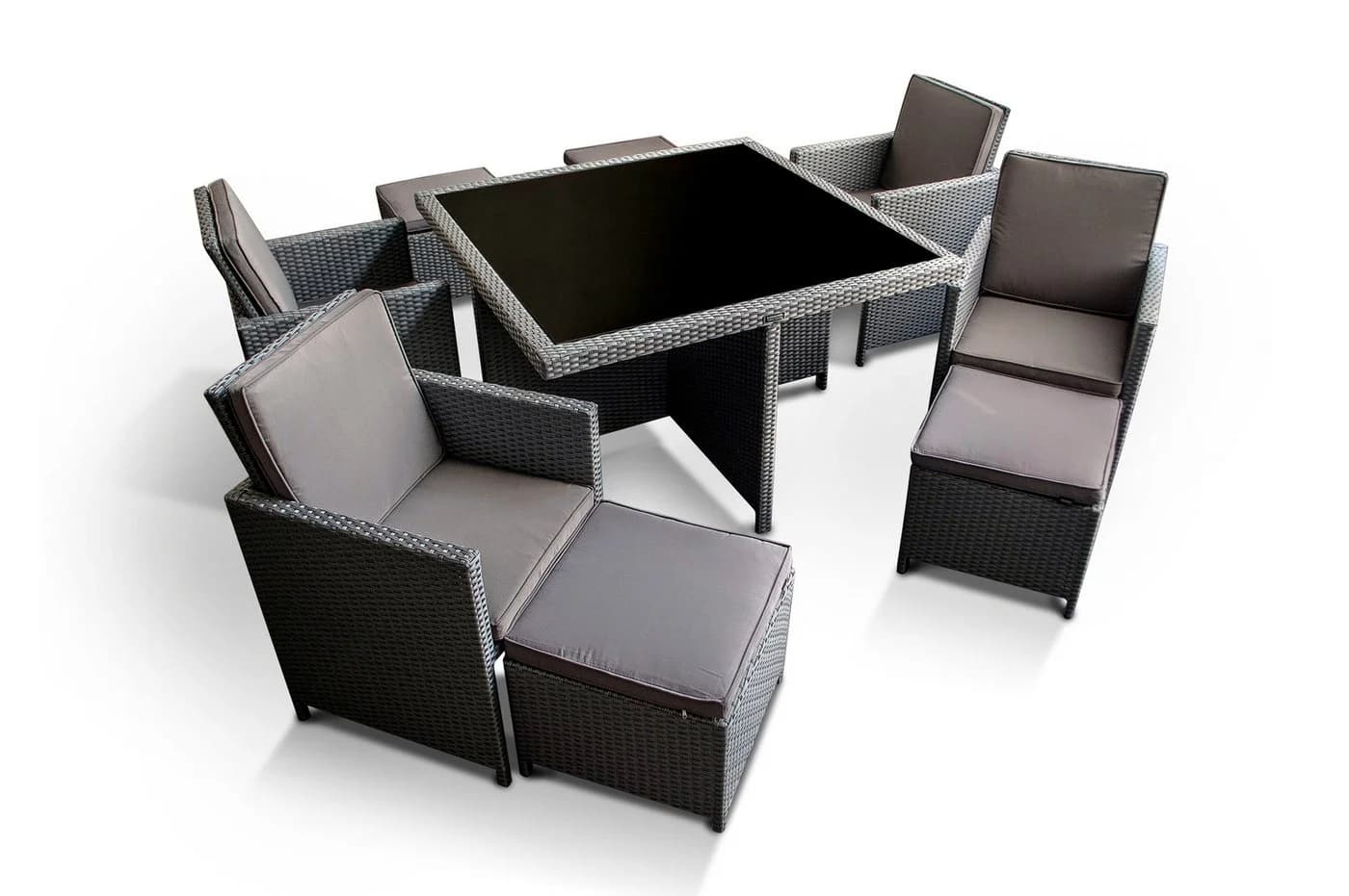 Ragnarök Heimdall Garten-Essgruppe 8-tlg. Grau/Silber Polyrattan Alu - Bild 4