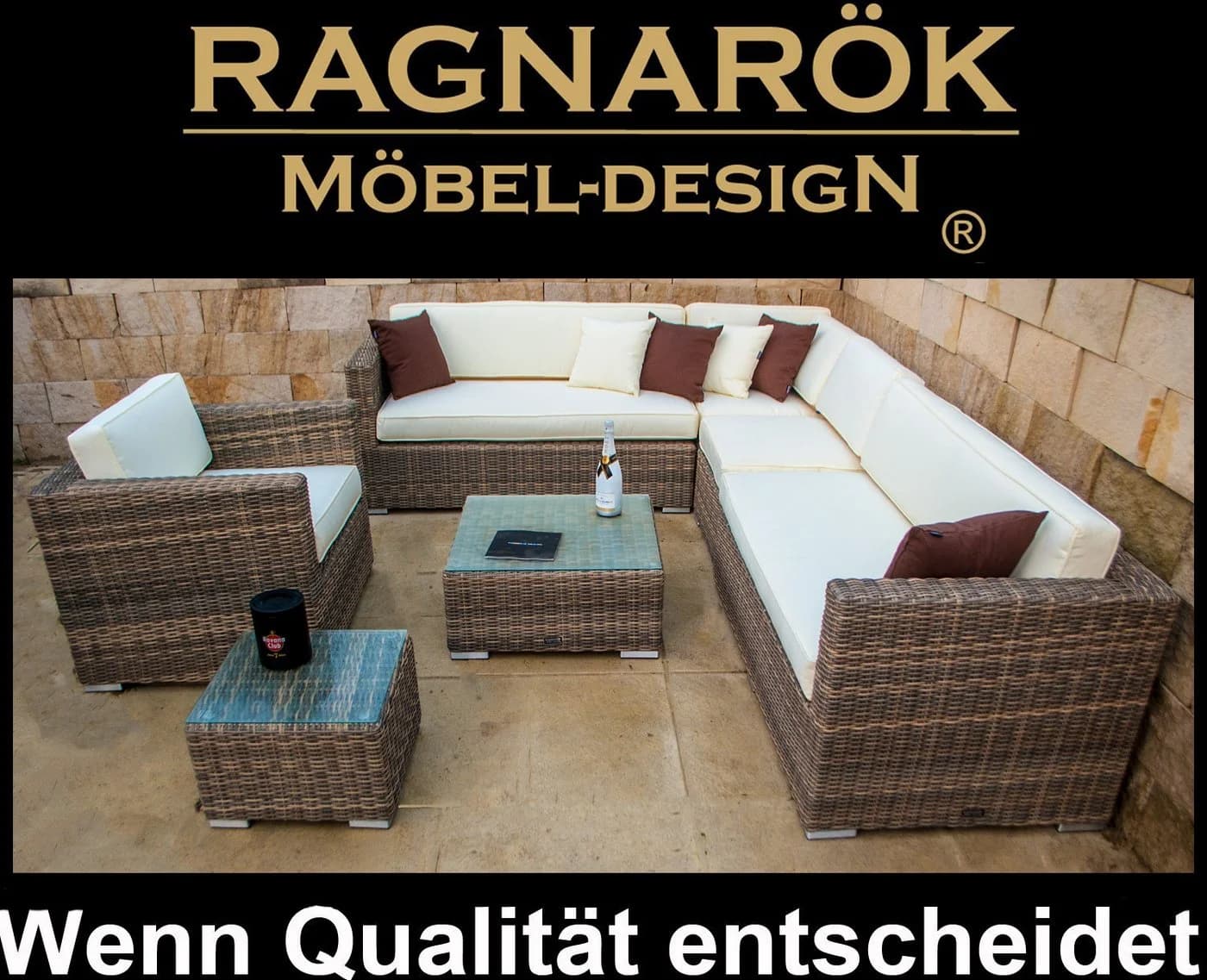 Ragnarök Möbel-Design Gartenlounge-Set Narvik Ecklounge Polyrattan Aluminium