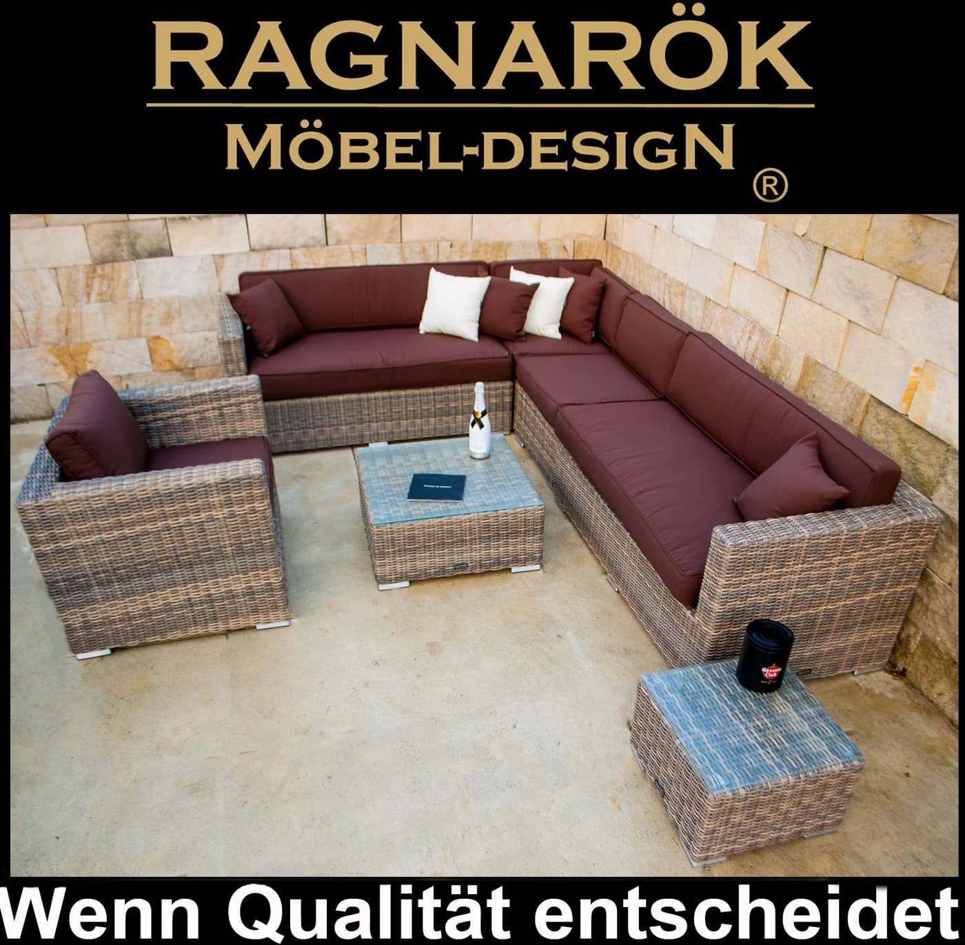 Ragnarök Möbel-Design Gartenlounge-Set Narvik Polyrattan Aluminium