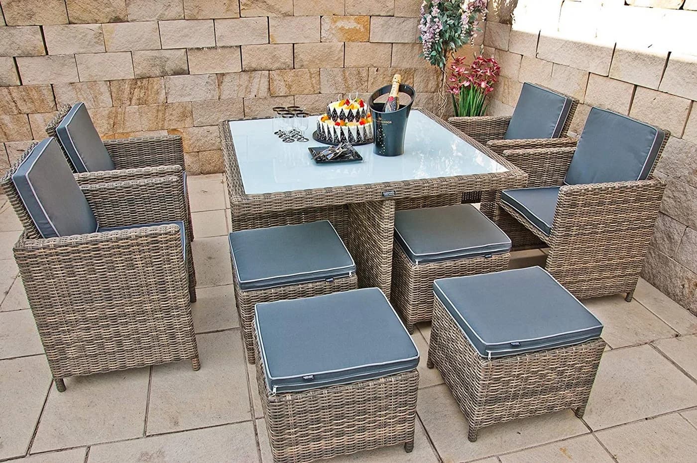 Ragnarök Möbel-Design Garten-Essgruppe Heimdall 4+4 Polyrattan Aluminium - Bild 2