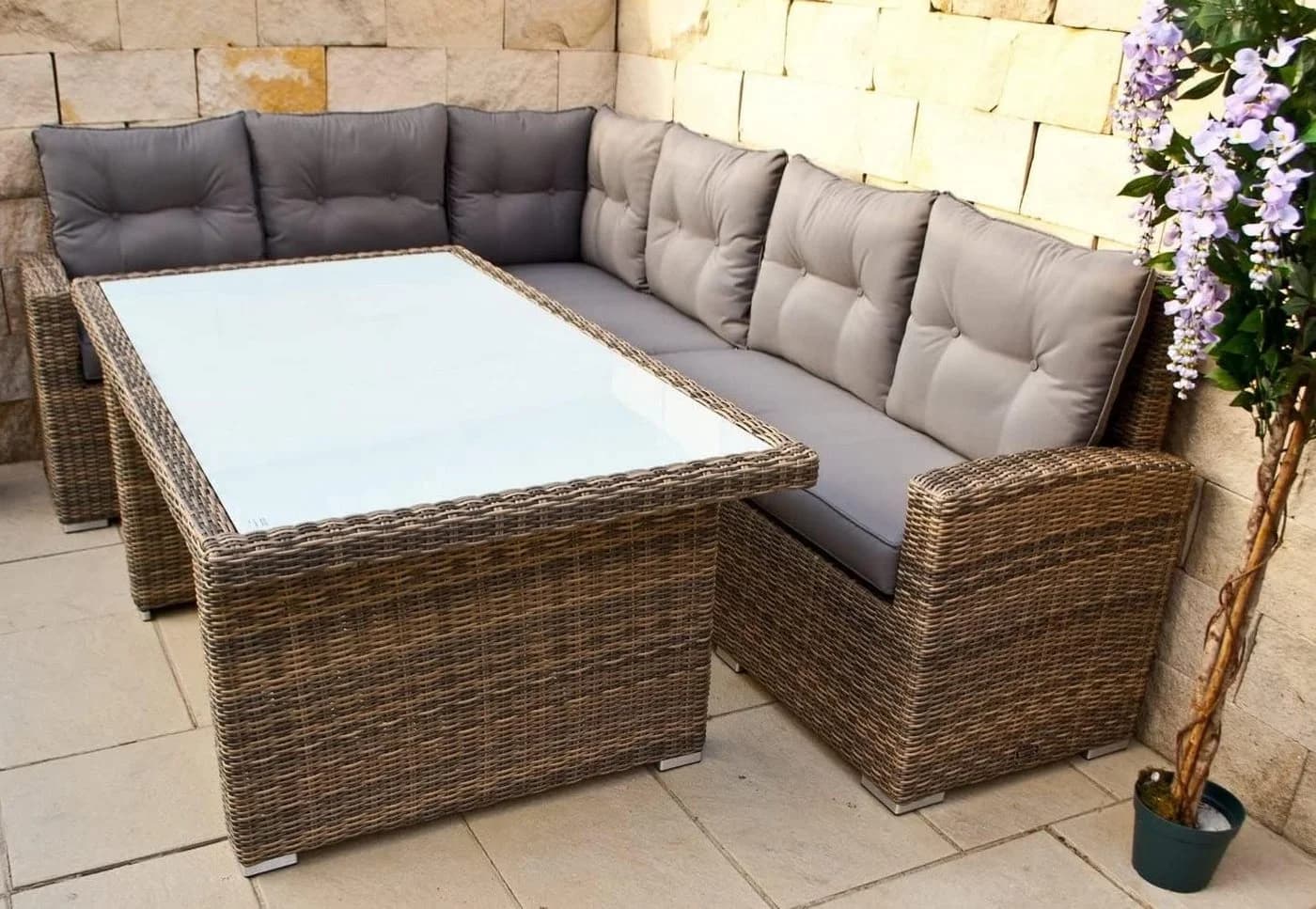 Ragnarök Gartenlounge-Set Wieland M mit Glasplatte und Stauraum - Bild 2