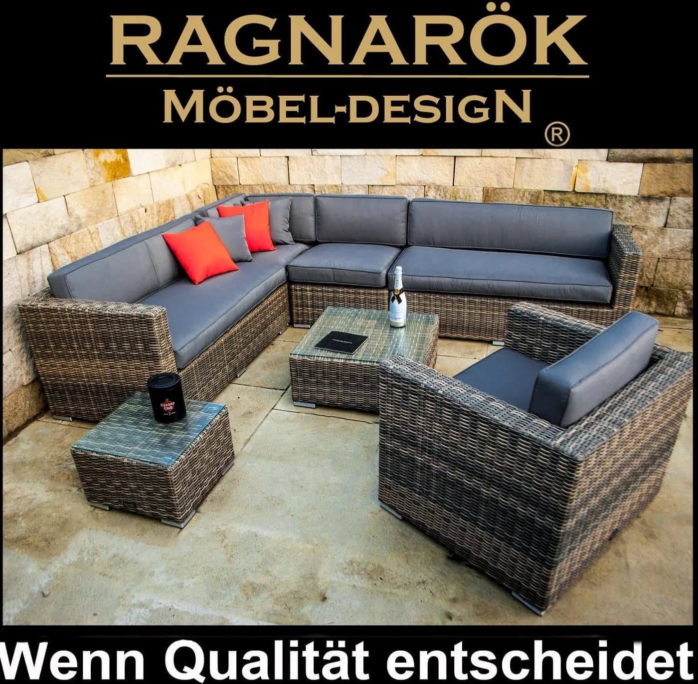Ragnarök Möbel-Design Gartenlounge-Set Narvik Polyrattan Aluminium