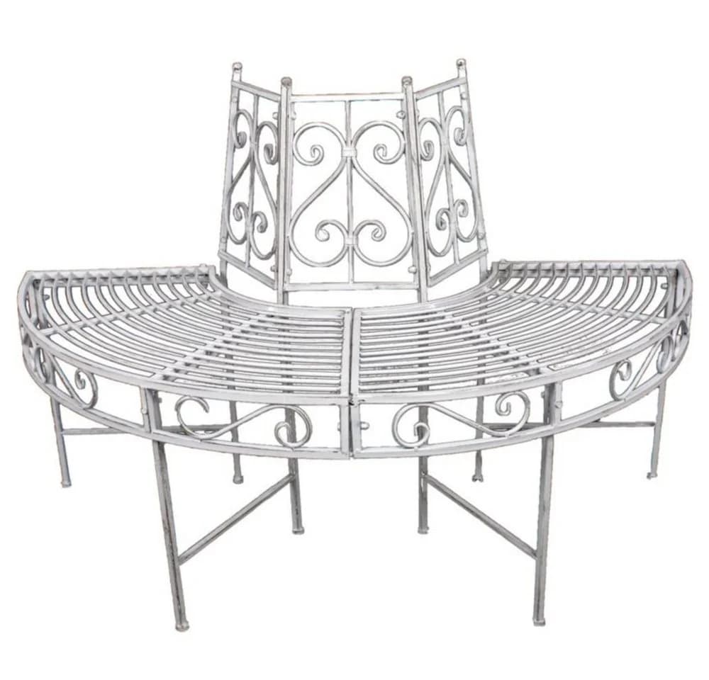 GartenHero Baumbank Halbkreis Metall Weiß/Braun - Bild 2