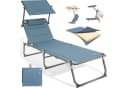 HOMECALL Gartenliege Blau Klappbar Verstellbar Textilene Bild 3