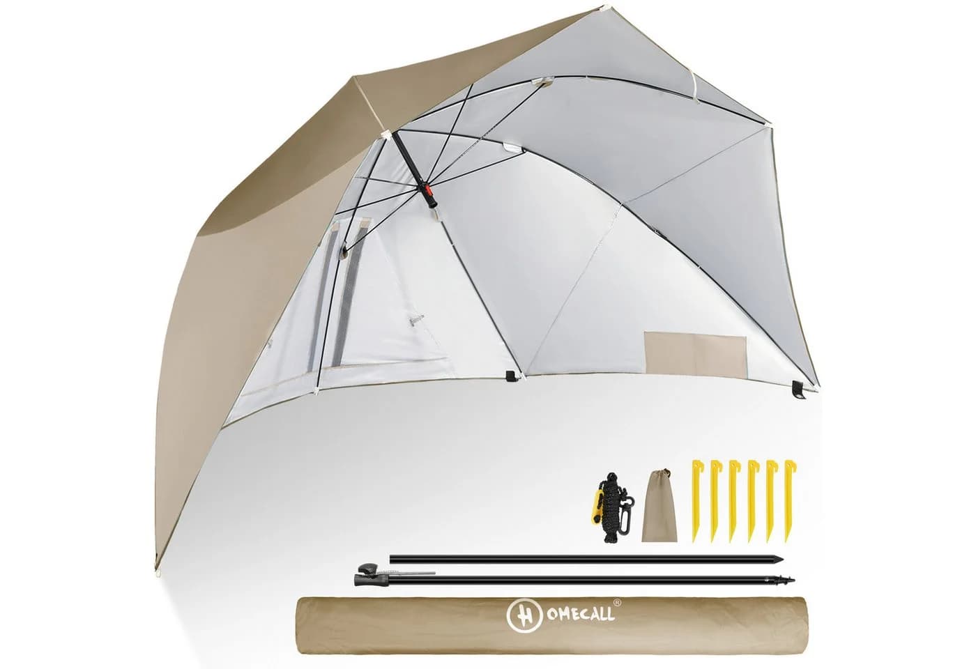 HOMECALL Strandmuschel UV-resistentes 50+ für 2-3 Personen Khaki - Bild 3