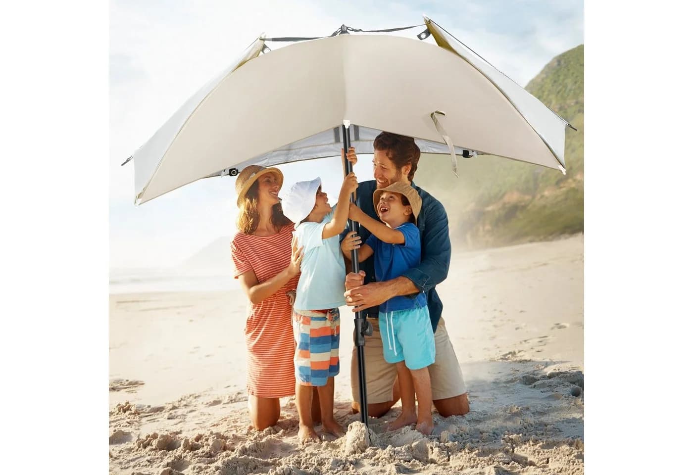 HOMECALL Strandmuschel UV-resistentes 50+ für 2-3 Personen Khaki - Bild 4