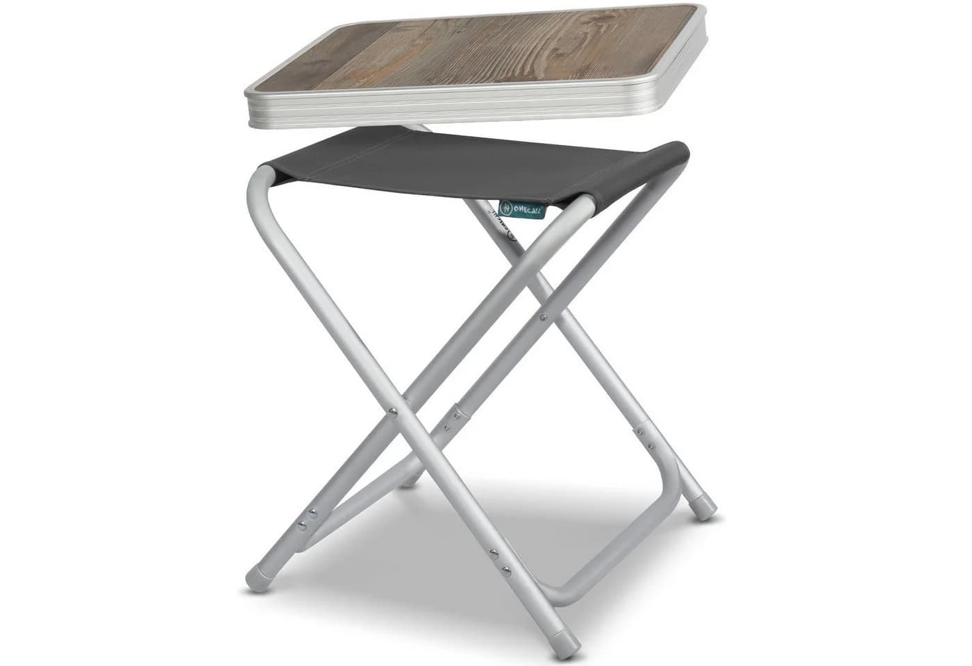 HOMECALL Campinghocker Klapphocker mit MDF Tisch Aluminium Grau - Bild 2