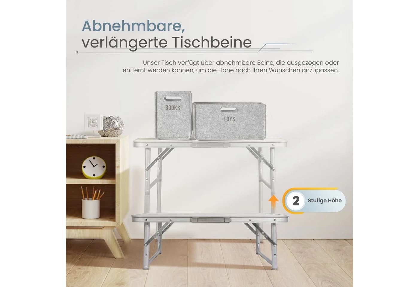 HOMECALL Campingtisch Klapptisch Aluminium Silber Höhenverstellbar - Bild 3