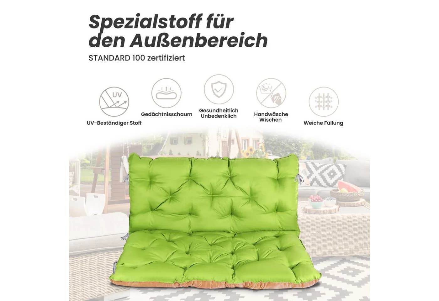 HOMECALL Dekokissen mit Rückenlehne für Gartenbank - Bild 3