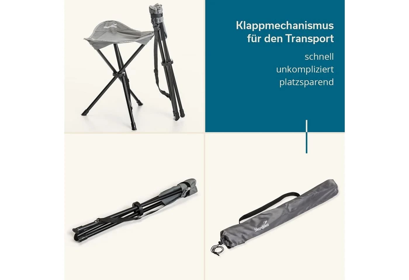 Skandika Campingstuhl Tomperi Klappbar Grau 100kg Tragetasche - Bild 4