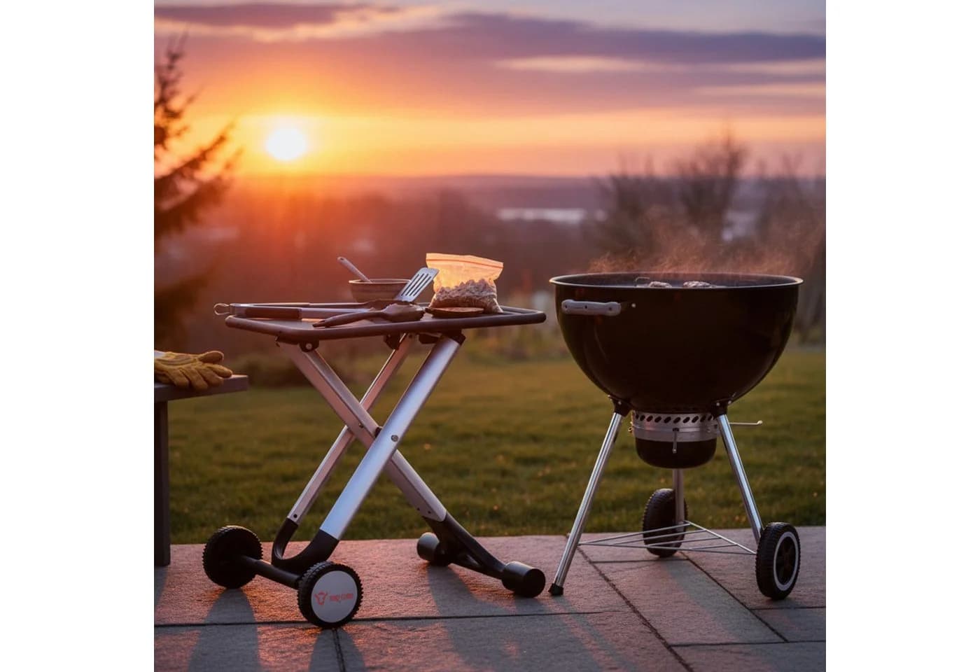 BBQ-Toro Grillablagetisch Klapptisch Grillwagen Schwarz/Silber