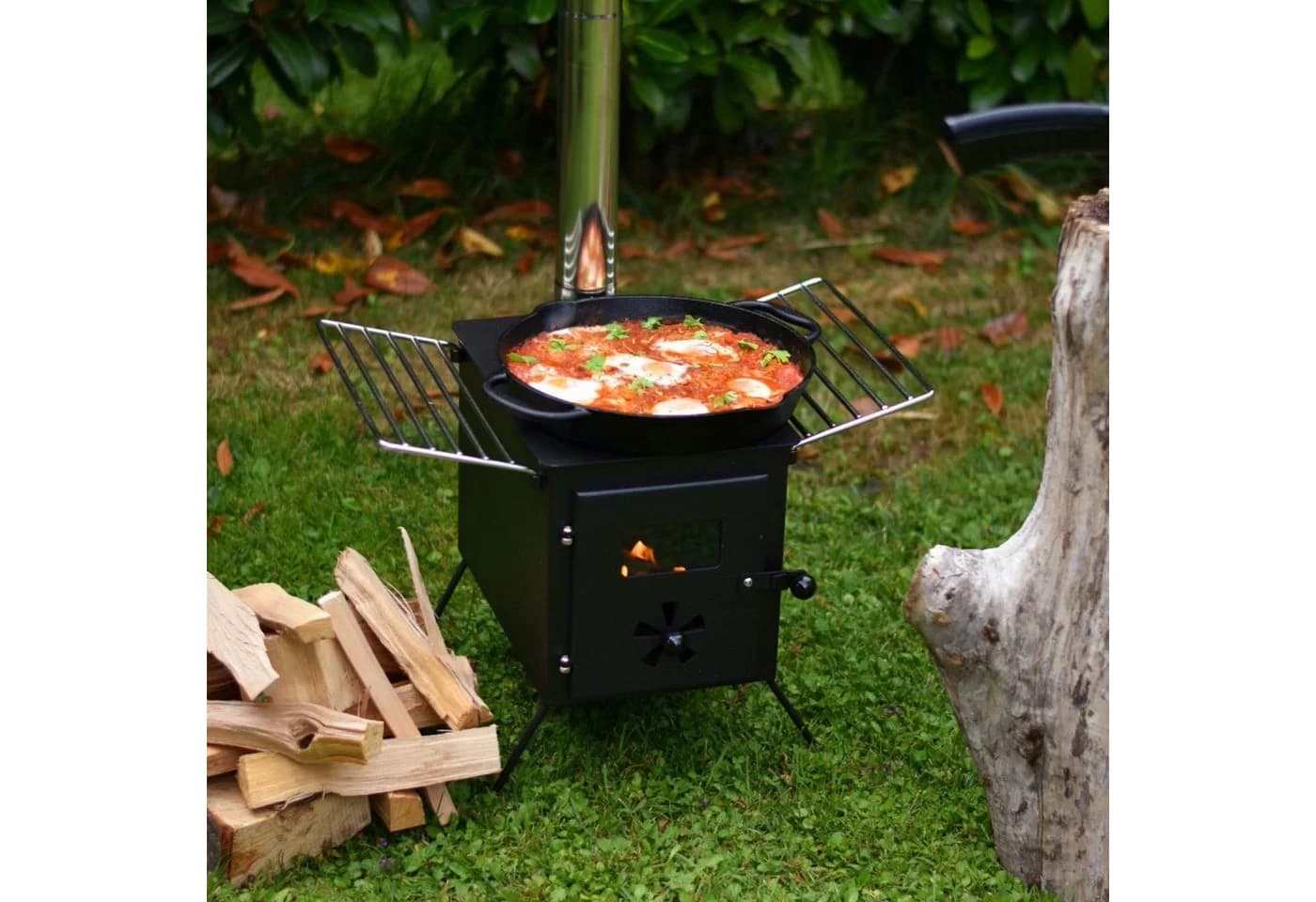 CampFeuer Zeltofen Outdoor Feuerstelle Stahl Schwarz