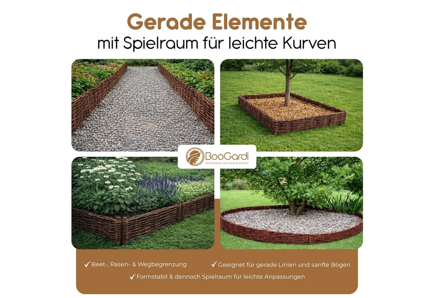 BooGardi Beetumrandung Weidebraun Steckzaun