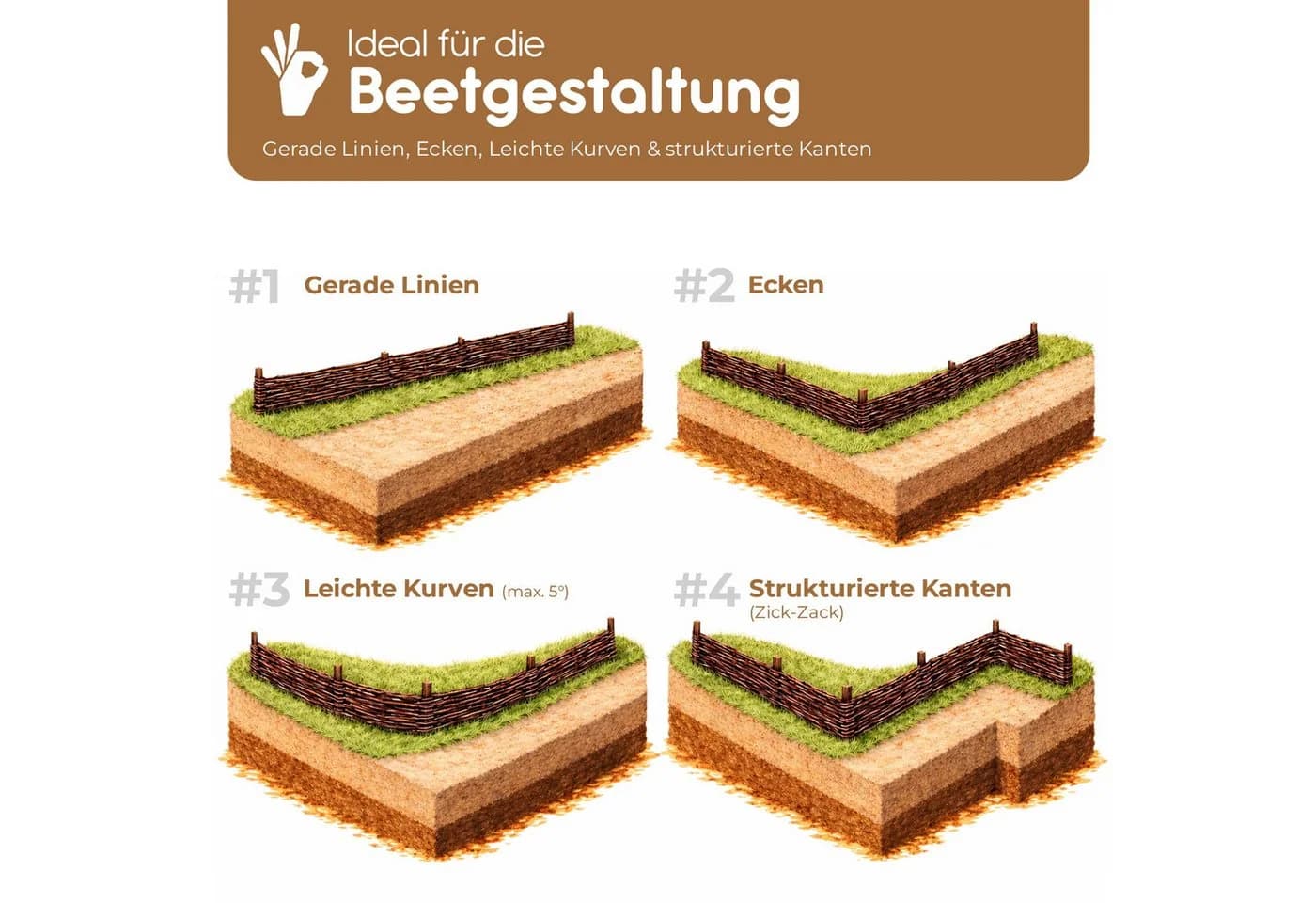 BooGardi Beetumrandung Weidebraun Steckzaun - Bild 3
