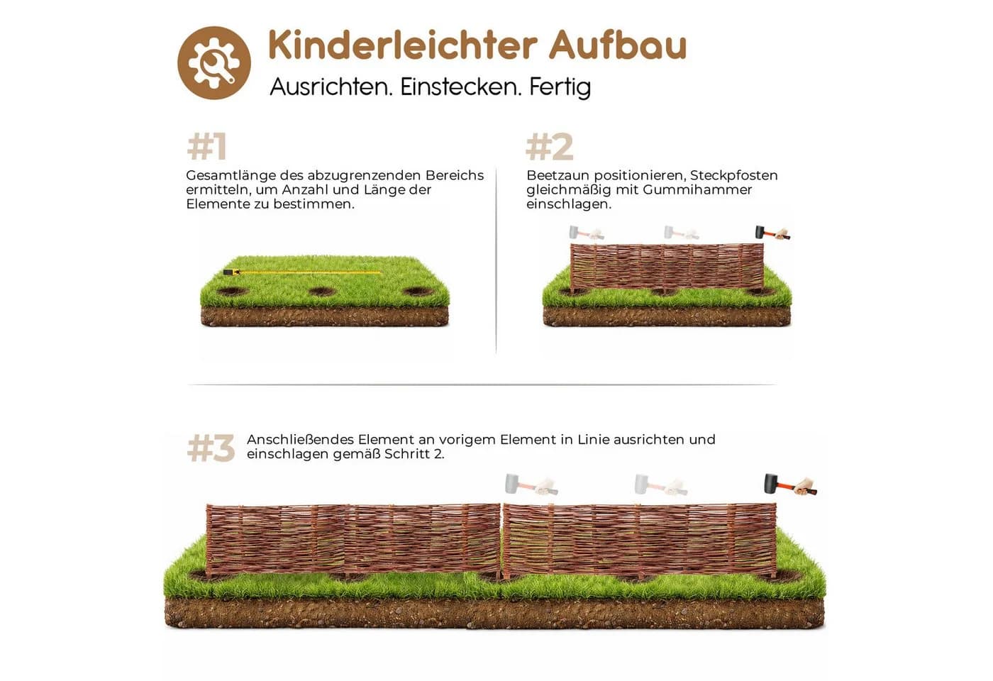BooGardi Beetumrandung Weidebraun Steckzaun - Bild 4